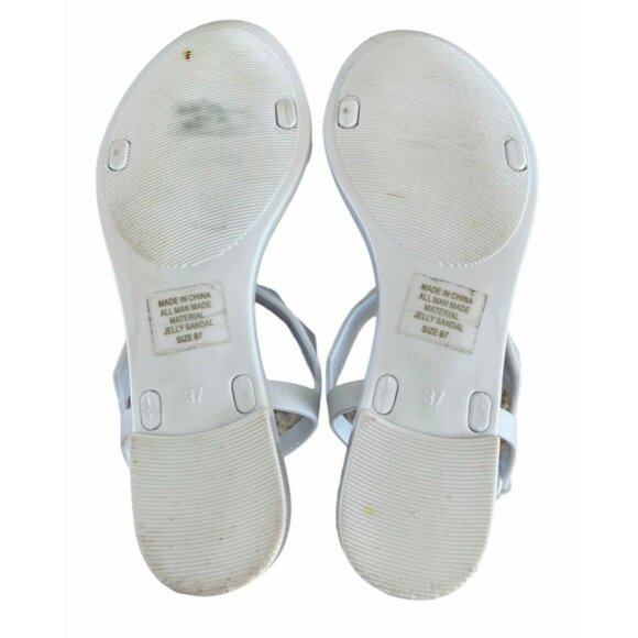 Rebecca Minkoff Womens Jana Ankle Strap Jelly Sandals Whiteβ Studs Buckle 5.5 - Picture 6 of 7